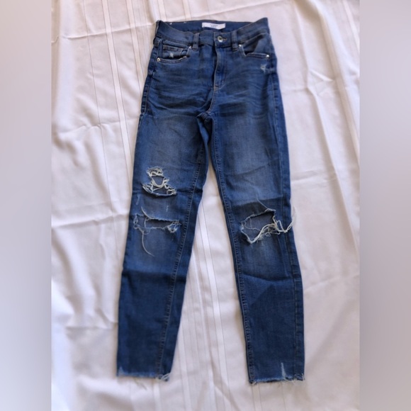 Women's Blue Distressed Jeans - Picture 4 of 9
